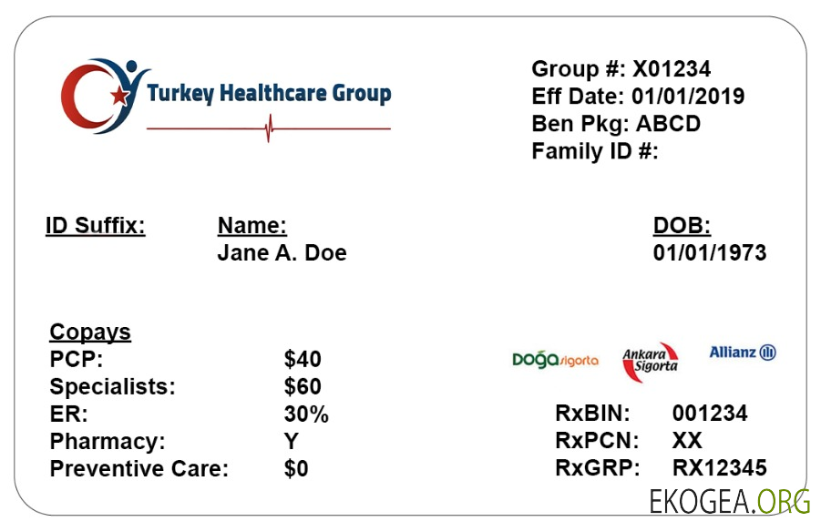 Carte d'assurance maladie en Turquie